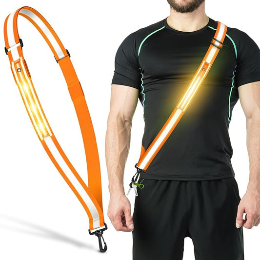 LED Reflective Belt Sash Walking Gear,Safety Lights for Walkers at Night,High Visibility Safety Rechargeable Reflective Running Gear for Men Women Kids Night Dog Walking Gear