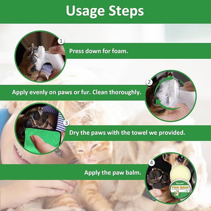 Dog Paw Cleaner - No-Rinse Pet Paw Cleanser for Dogs, Repairs Dry Cracked Paws, Protector Kit for Pet Foot Care