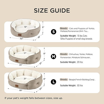 Bedsure Dog Beds for Small Dogs - Round Cat Beds for Indoor Cats, Washable Pet Bed for Puppy and Kitten with Slip-Resistant Bottom, 20 Inches, Peach Pink