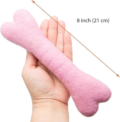 Glaciart One Felted Wool Dog Chew Bone (3 Pcs)| Durable for Puppy Chew for Teething & Dog Teeth Cleaning | Pet Toys Fetch Games & for Anxiety/Boredom | Great for Small or Medium