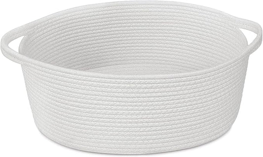 Goodpick White Rope Baskets for Gifts Empty, Decorative Basket for Baby Shower Gifts, Woven Storage Baskets for Bathroom, Toy Basket with Handles for Nursery Kids, 13.6"x 10" x 6"