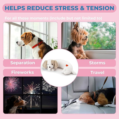 Heartbeat Puppy Toy for Dogs, Heartbeat Stuffed Animal for Anxiety Relief Calming Aid, Heartbeat Stuffed Toy for Behavioral Aid Crate Kennel Training, Puppy Essentials White