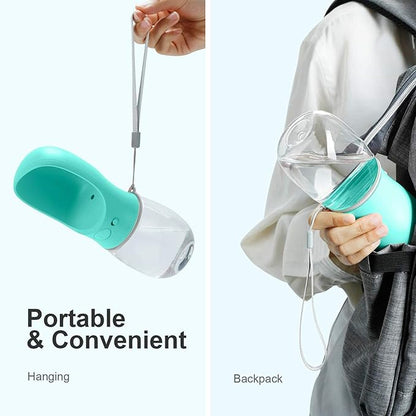 Dog Water Bottle, Leak Proof Portable Pet Water Bottles for Dogs, Puppy Water Dispenser with Drinking Feeder for Travel (Teal 12oz)