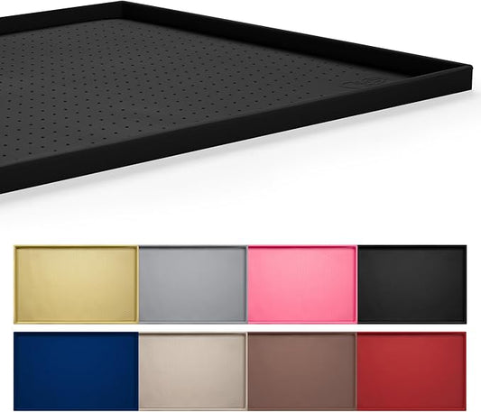 Hubulk Dog Feeding Mat,100% Waterproof Food Grade Silicone Pet Food and Water Bowl Placemat,Dishwasher, High Raised Edge to Prevent Spills,Nonslip Tray to Stop Messes on Floor (32"x24"x1.0", Black)