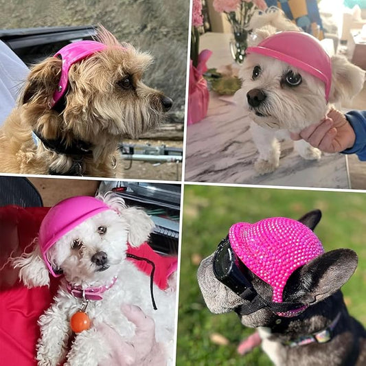 Medium Dog Helmet with Ear Holes - Adjustable, Lightweight, Hard Pink Pet Helmet for Outdoor Activities/Motorcycle/Bike