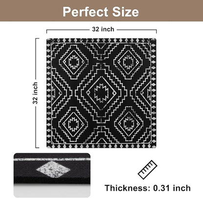 OJIA Stair Treads Non-Slip Matching Mat for Wooden Steps, Square Capet Stair Treads Rubber Backing Stair Runner Anti-Slip Stair Landing Mat 32x32 Inch Stair Rugs