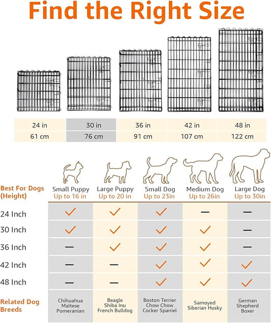 Amazon Basics Portable Foldable Octagonal Metal Exercise Dog Playpen, Indoor/Outdoor Pet Fence with Single Door, 8 Panels, Small, 30 Inches, Black