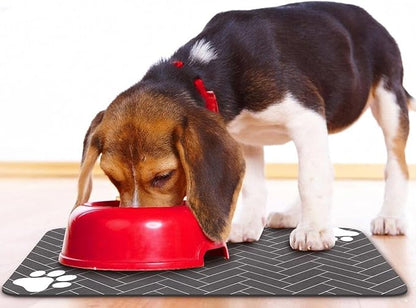 Dog Food Mats,Cat Absorbent Water Bowl Feeding Mats Pet Placemats for Food and Water Gray Wood 24 * 32 inch