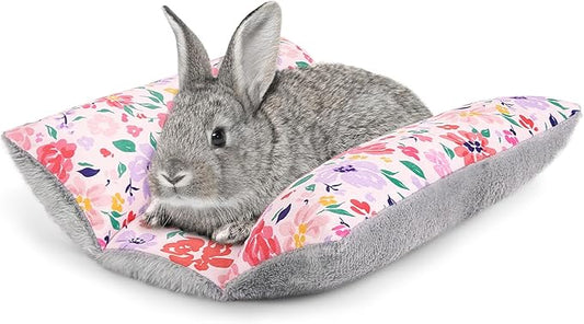 Rabbit Bed 15"X14"Thickened and Soft Bunny Bed Washable Cuddle Cushion Plush Mat Double-Sided Plush Small Pet Flop Mat Cotton Pillow for Rabbit