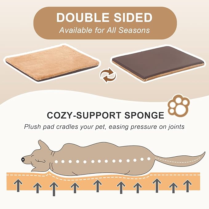 Jiupety Indoor Dog House, 2 in 1 Portable Foldable House Bed with Cover, Pet Tent & Cave Bed for Small Medium Dog, L(21"×17"×15"), Up to 16 Lb, Brown