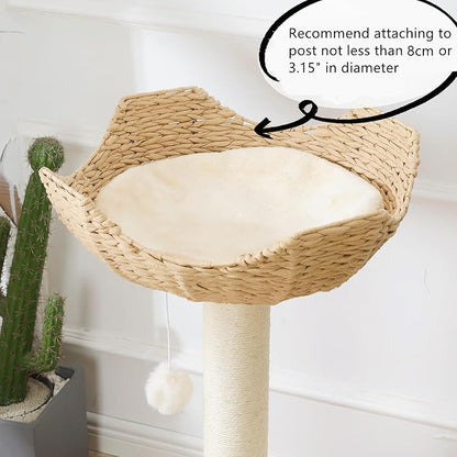 SHENGOCASE 2-Pack 18" Large Cat Tower Tree Add ons Accessories Replacement Part Basket Bed, Handwoven Wicker Rattan Nest Bowl with Soft Cushion