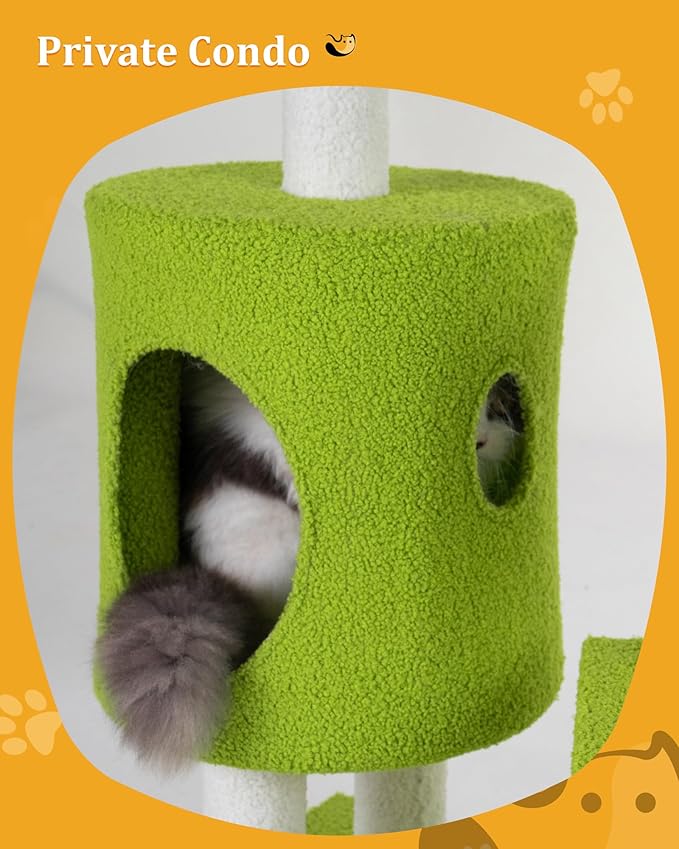 Aechonow 41.2'' Flower Cat Tree with 3 Scratching Posts, Small Cat Tower Cute for Indoor Girl Cat, Cozy Condo Cave Hammock Perch Bed for Kitten Pet, Green