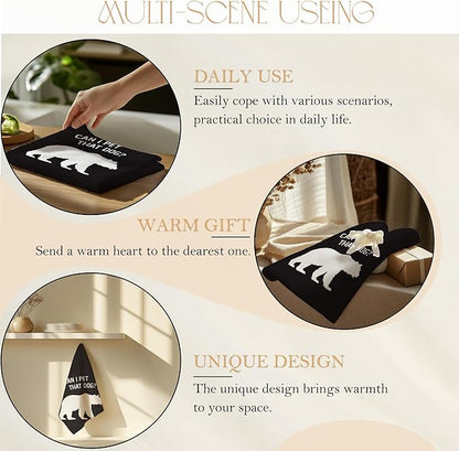 Funny Bear Kitchen Towels, Bear Gifts for Women Men Dish Tea Towels for Kitchen Decor, Can I Pet That Dog Wild Animal Decorative Hand Towel for Bathroom Decor, 16x24 Inch（Upgraded Fabric）