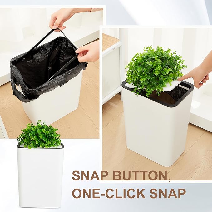 Jingmore Dog Poop Trash Can Outside 3.96 Gal/15 L Plant Styled Dog Waste Trash Can with Lid 50 Pcs Plastic Waste Bags Outdoor Indoor Poop Container Slim Garbage Bin for Yard Garden Pet (White)