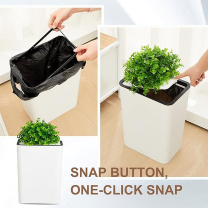 Jingmore Dog Poop Trash Can Outside 3.96 Gal/15 L Plant Styled Dog Waste Trash Can with Lid 50 Pcs Plastic Waste Bags Outdoor Indoor Poop Container Slim Garbage Bin for Yard Garden Pet (White)