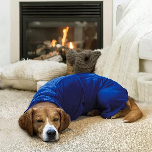Geyecete Dog Drying Coat - Fast Drying Dog Bath Robe Towel - Microfibre Super Absorbent, Luxuriously Soft Blue S