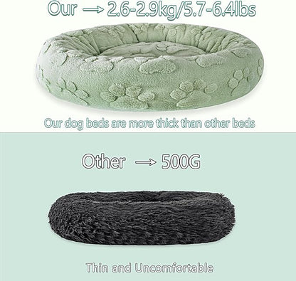 39 Inch Calming Dog Bed for Large Dogs, Round Anti-Anxiety Warm Bed, Soft Cozy Anti-Slip Donut Washable Pet Bed, Fits up to 100 lbs Pets