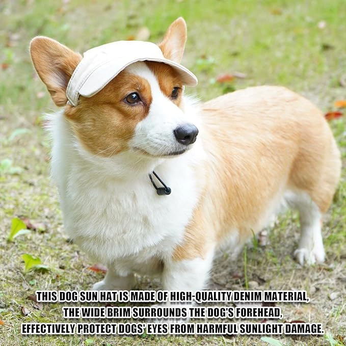 Dog Baseball Cap,Pet Summer Beach Hat,Dog Cat Sunbonnet Cap with Ear Holes,Adjustable Cat Visor for Small Medium Large Dogs (Beige, X-Large)