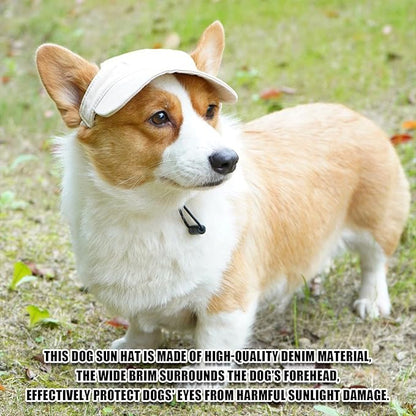 Dog Baseball Cap,Pet Summer Beach Hat,Dog Cat Sunbonnet Cap with Ear Holes,Adjustable Cat Visor for Small Medium Large Dogs (Beige, X-Large)