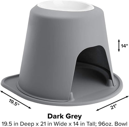 WeatherTech Single High Pet Feeding System w/Plastic Dog/Cat Bowls - 14" High Stand Dark Grey (PSH9614DGDG)