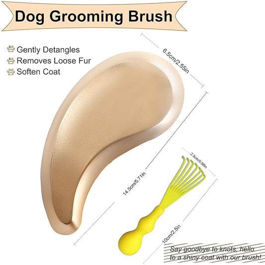 Gentle Grooming Puppy Brush with Gift Box ， Fit for Small Dog ， Yorkie, Shih Tzu, Maltipoo, Maltese and Pomeranian ，Toy Poodle Accessories, Soft Bristle (Rose Gold)