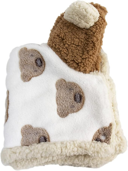 GabeFish Dog Cape Blanket for Small Dogs, Cute Puppy Fleece Pajamas, Cats Cold Weather Coat Wraps with Hood Brown Small