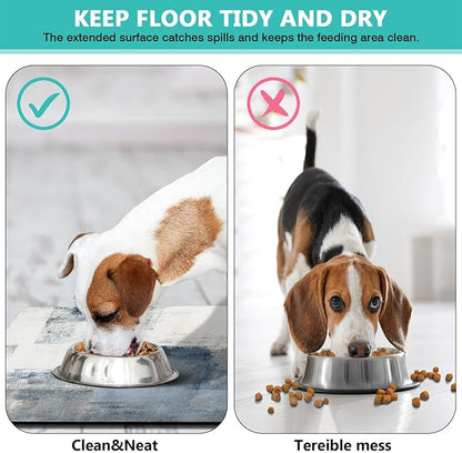 Dog Food Mats for Floors Absorbent, Cat Food Mat - Pet Cat Feeding Mat Quick Dry, Dog Bowl Mats for Water, Pet Supplies Feeding Placemat 16" x 24" Tie-Dye Light Gray