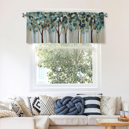 Tree Curtain Valance Short Rod Pocket Window Treatment for Living Room Bedroom Kitchen Bathroom 1 Panel 54" W x 18" L