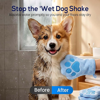 Paw Bathing Towel for Cats Puppy, Machine-Washable Reusable Pet Grooming Towel - Soft, Absorbent Quick-Dry Bath Mitt for Dirt Odor Removal, Daily Care & Travel (Pink)
