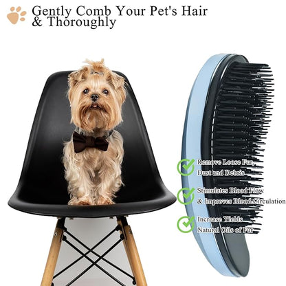 Small Dog Brush, Soft Pet Grooming Brush for Shih Tzus, Yorkies, Maltipoos, Maltese, Puppy Massaging Hair Brush, Cat Brush, for Small Animals Rabbits of All Hair Types (Gradient blue)