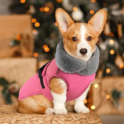 PETDSH Dog Coat Large, Windproof Dog Jacket with Warm Fleece Lining, Thickened Collar Dogs Winter Coat,Adjustable Reflective Pet Coats for Cold Weather (Pink, XX-Large)