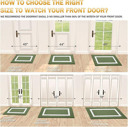 OLANLY Indoor Door Mat, 32x20, Non-Slip Absorbent Resist Dirt Entrance Mat, Washable Low-Profile Inside Entry Doormats for Entryway, Green