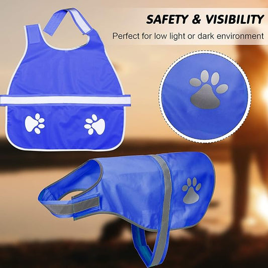 Geyoga 2 Pieces Dog Reflective Vest Adjustable Dog Safety Service Vest Pet High Visibility Apparel Pet Jacket Clothes Safeguard for Hunting Outdoor Walking Night(L,Pink, Blue)