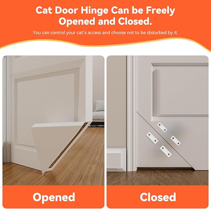 Cat Door Corner, Cat Door Hinges for Interior Door, Left and Right Doors Sharing, Cat Corner Door for Your Cat with Private Space