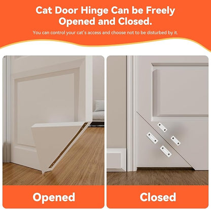Cat Door Corner, Cat Door Hinges for Interior Door, Left and Right Doors Sharing, Cat Corner Door for Your Cat with Private Space