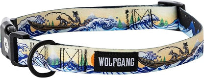 Wolfgang Heavy Duty, Adjustable Dog Collar with Quick Release Nylon Buckle for Walking & Training, MountainWave Print, Large
