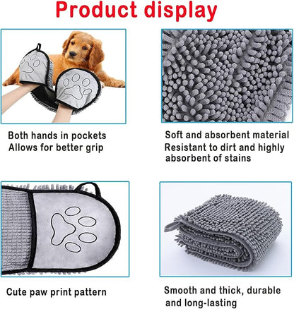 Quick Dry pet Dog Towels,Ultra Absorbent Microfiber, Suitable Dog and cat Bath Towel, Comfortable Hand Pockets, Indoor Outdoor Use,Durable Material,Machine Washable (24.4 * 9.8in)