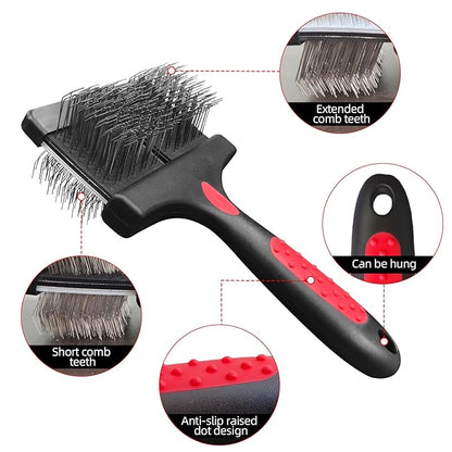 Double-Sided Slicker Brush for Dogs Flexible Soft-Tip Dog Brush Professional Pet Grooming Brush for Dogs,Poodles,Doodles,Golden,Labradoodles Remove Loose Hair/Undercoat/Tangles