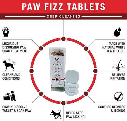 Warren London Deep Cleaning Paw Soak for Dogs – Soothes Itchy, Irritated Paws with Aloe Vera, Seaweed & Tea Tree Oil | Anti-Lick Paw Treatment | 5-Minute at-Home Spa for Dogs | 12 Fizzy Tablets