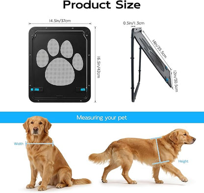 PetPrime Dog Door for Screen Door with Flap Opening 12×14 inches,Lockable Auto-Close Magnetic Large Pet Door for Dogs,Suitable for Sliding Screen Door,Easy Install,Large