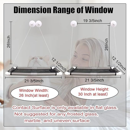 Cat Window Perch, Cat Hammock Window Seat w/Free Fleece Blanket 2026 Latest Screw Suction Cups Extra Large Sturdy Bed Resting Seat Hold Two Large Cats White Indoors (One Extra Suction Cup
