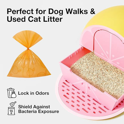 VETRESKA Citrus Scented Dog Poop Bags, Leak Proof, Extra Thick and Large Pet Waste Bags for Dogs Walking, Cat Litter and Babies' Diaper, 300 Count Bags (20 Refill Rolls), Orange