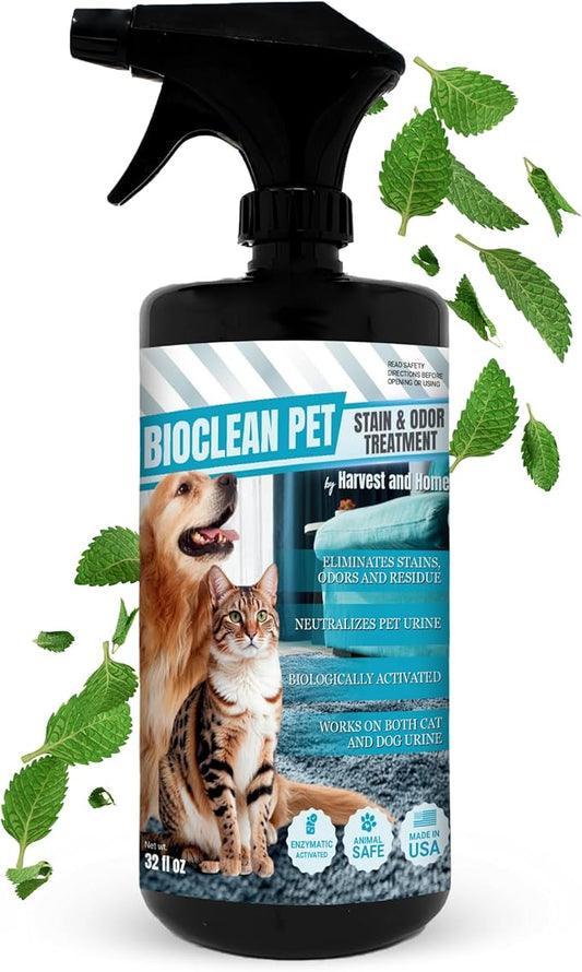 Bioclean Pet Carpet Cleaner & Deodorizer – Eliminates Pet Urine Smell, Stain & Odor Remover, No Residue, Made in USA – 32oz