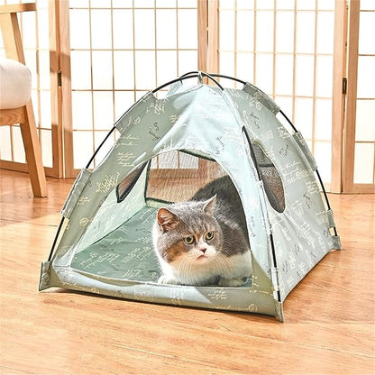 VEDEM Foldable Cat Teepee Tent for Indoor Cats, Pet Bed Outdoor Camping Tent for Small Dogs or Cats (Medium, Green)