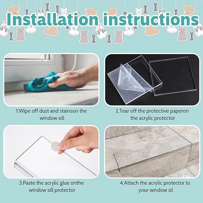 3 Pcs Window Sill Protector, Pet Window Guard,Transparent, Window Sill Cover, Protection from Dog and Cat Scratching Chewing Slobbering, Heavy Duty Scratch Shield(11.8"x3.25"x0.88")