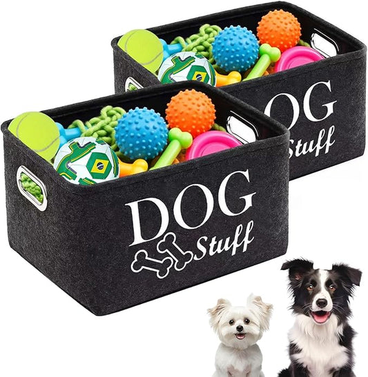 2-PACK Dog Toy Basket - Dog Toy Box for Small Dogs - Pet Dog Toy Storage Box - Personalized Dog Toy Basket for Puppies and Pets - Living Room Dog Toy Storage Box