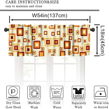 Mid Century Modern Valance Curtains, Retro Colorful 70S Vintage Abstract Geometric Window Curtain Valance for Bedroom Living Room Kitchen 54x18inch