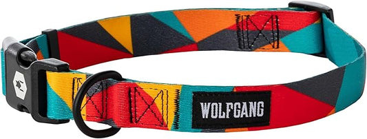 Wolfgang Heavy Duty, Adjustable Dog Collar with Quick Release Nylon Buckle for Walking & Training, ShatterShapes Print, Large