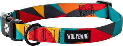 Wolfgang Heavy Duty, Adjustable Dog Collar with Quick Release Nylon Buckle for Walking & Training, ShatterShapes Print, Medium