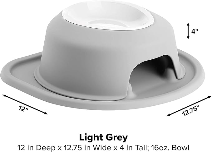 WeatherTech Single High Pet Feeding System w/Plastic Dog/Cat Bowls - 4" High Stand Light Grey (PSH1604LGLG)